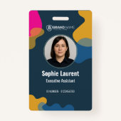 Modern Abstract Shapes Blue Professional Photo ID  Badge (Voorkant)