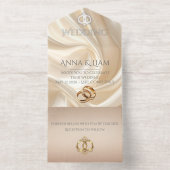 Modern Abstract Silk Wedding Invitation All In One Uitnodiging (Binnenkant)