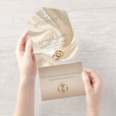 Modern Abstract Silk Wedding Invitation All In One Uitnodiging (Uittrekbaar)