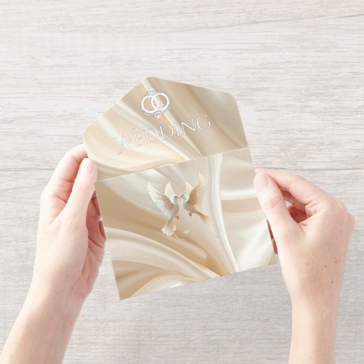 Modern Abstract Silk Wedding Invitation All In One Uitnodiging (Opening)