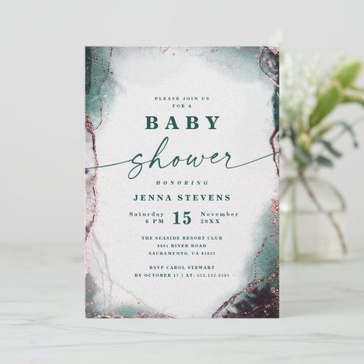 Modern Abstract smaragdgroen Baby shower Kaart (Staand voorkant)