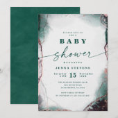 Modern Abstract smaragdgroen Baby shower Kaart (Voorkant / Achterkant)