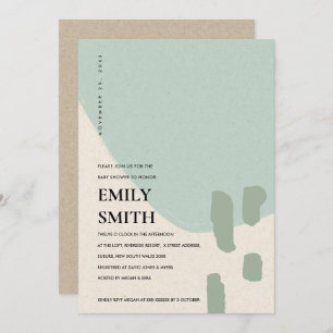 MODERN ABSTRACT SOFT AQUA BLUE BABY SHOWER INVITE BEDANKKAART