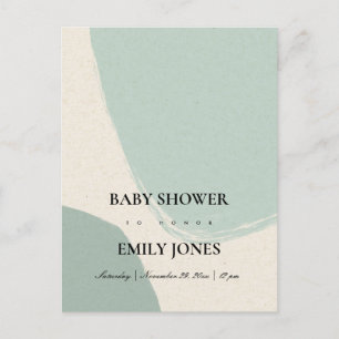 MODERN ABSTRACT SOFT AQUA BLUE KRAFT BABY SHOWER UITNODIGING BRIEFKAART