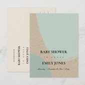 MODERN ABSTRACT SOFT AQUA BLUE KRAFT BABY SHOWER UITNODIGING BRIEFKAART (Voorkant / Achterkant)