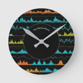 Modern Abstract Sound Wave Pattern Personalized Ronde Klok (Voorkant)