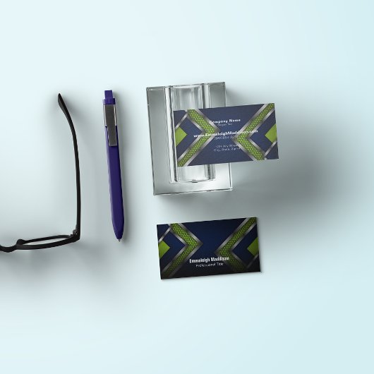 Modern Abstract Sporty Design | Blauw groen Visitekaartje