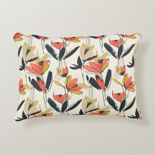 Modern Abstract Spring Floral Accent Pillow Accent Kussen (Voorkant)