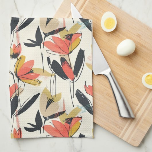 Modern Abstract Spring Floral Kitchen Towels Theedoek (Quarter Fold)