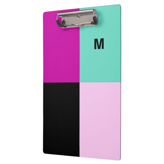 Modern Abstract Stijlvol Monogram Kleurenblok Klembord (Links)