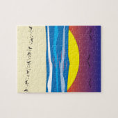 Modern abstract sunset beach retro ocean puzzle (Horizontal)