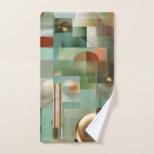 Modern Abstract Teal Green Gold Pattern (Serviette à main)