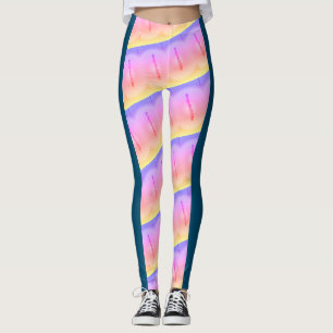 MODERN abstract tekenen in blauw zwart-geel roze Leggings