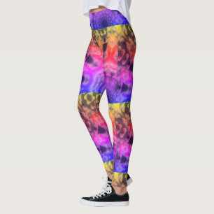 MODERN abstract tekenen in geel-blauw-roze-mozaïek Leggings