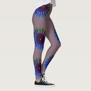 MODERN abstract tekenen in kleur: #7D616C-blauw-ro Leggings