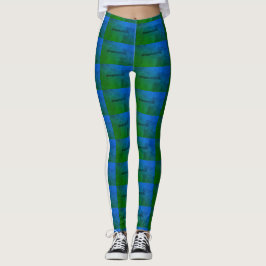MODERN abstract tekenen in wit lichtgroen blauw Leggings