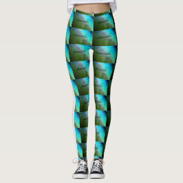 MODERN abstract tekenen in wit lichtgroen tealblue Leggings