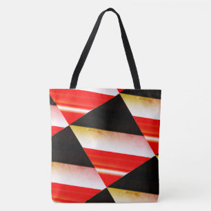 MODERN abstract tekenen in zwart-wit-rood-geel Draagtas