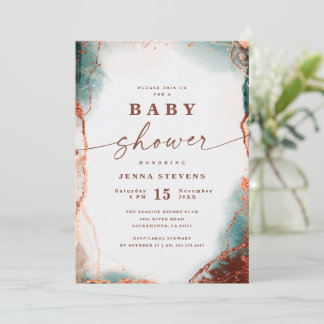 Modern Abstract Terra Cotta Baby shower Kaart
