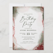 Modern Abstract Terra Rosa Roze Verjaardagsfeest Kaart (Voorkant)