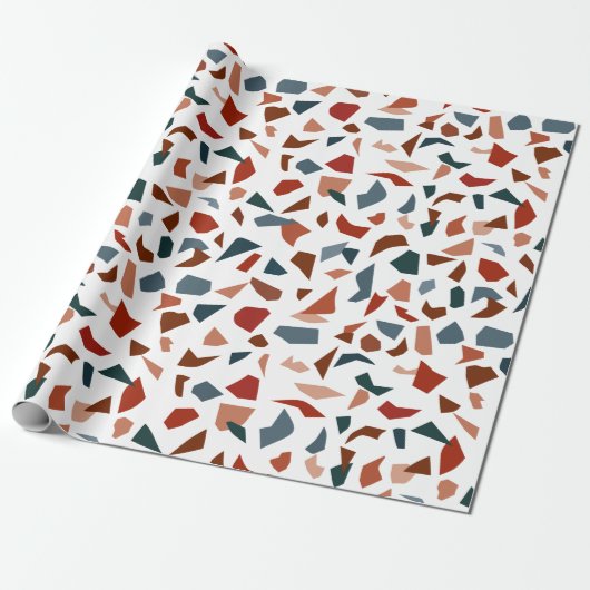 Modern Abstract Terrazzo Marble Pattern Cadeaupapier (Uitgerold)
