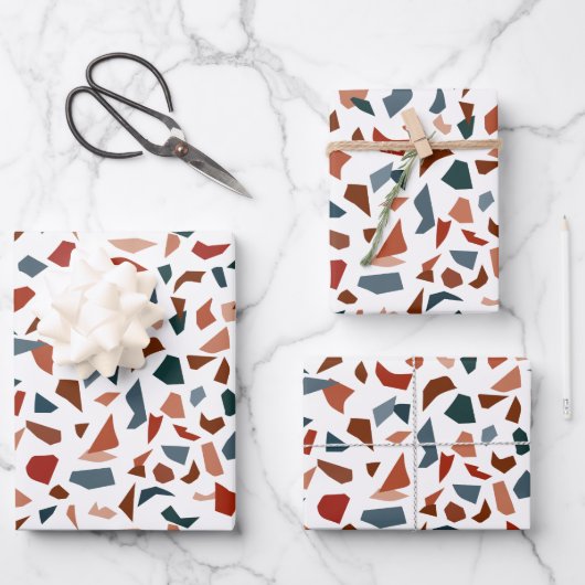 Modern Abstract Terrazzo Patroon Inpakpapier Vel (Voorkant)