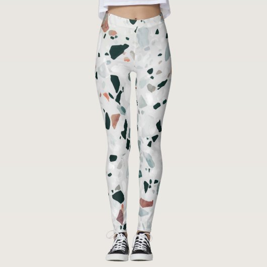 Modern Abstract Terrazzo Patroon Leggings (Voorkant)