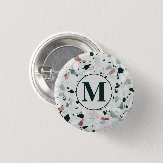 Modern Abstract Terrazzo Patroon Ronde Button 3,2 Cm (Voorkant /achterkant)