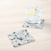 Modern Abstract Terrazzo Patroon Vierkante Kartonnen Onderzetter (Insitu)