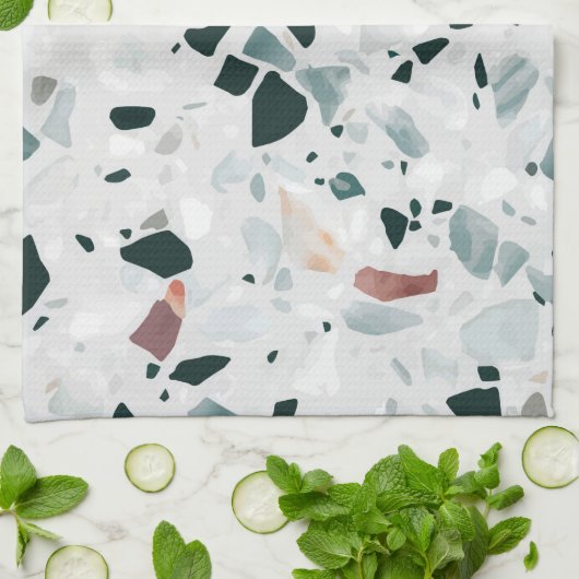 Modern Abstract Terrazzo Pattern Theedoek (Gevouwen)