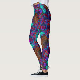 MODERN abstract trekken in blauw-bruin-roze-mozaïe Leggings