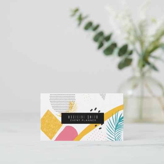 Modern Abstract, tropisch koraal Blauwgroen Visitekaartje (Staand voorkant)