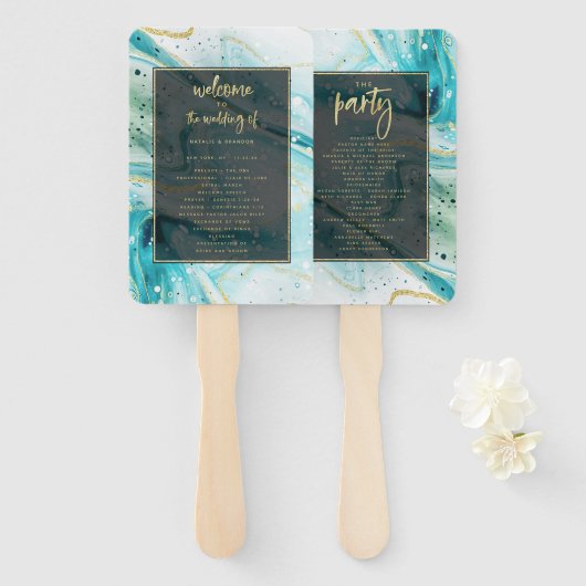 " modern abstract trouwprogramma " handwaaier (Voorkant en achterkant)