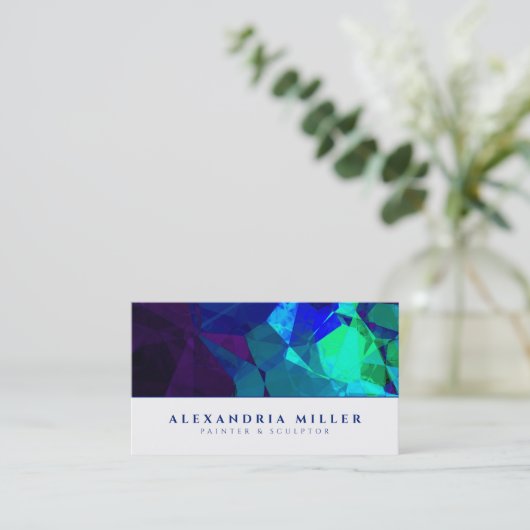 Modern Abstract Turquoise Blue en Paars Visitekaartje (Staand voorkant)