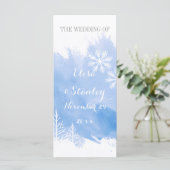 Modern abstract waterverf blauw huwelijksprogramma programma (Staand voorkant)