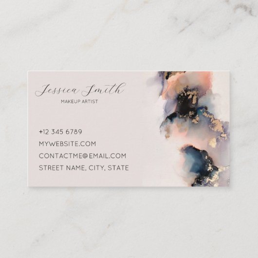 modern abstract waterverf inkt visitekaartje (Achterkant)