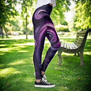 Modern Abstract wervelend donker Paars Leggings
