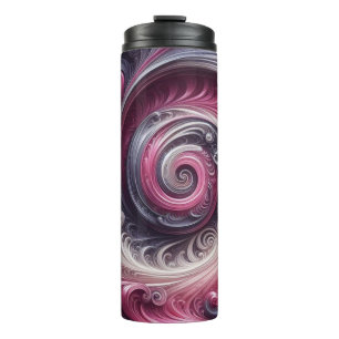 Modern Abstract wervelend roze en Paarse Thermosbeker