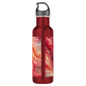 Modern Abstract wervelend roze en zalm Waterfles (Achterkant)