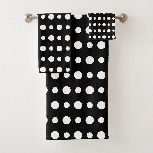 Modern Abstract White Polka Dots on Black (En situation)