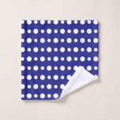 Modern Abstract White Polka Dots on Blue (Gant de toilette)