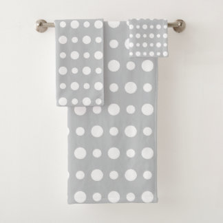 Modern Abstract White Polka Dots on Silver Gray