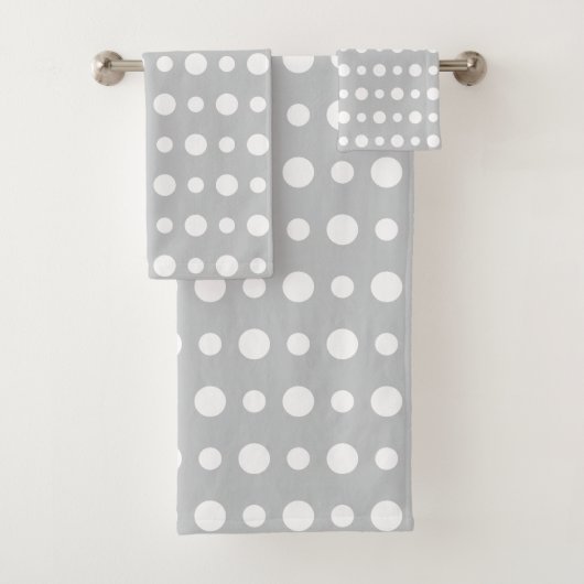Modern Abstract White Polka Dots on Silver Gray (En situation)