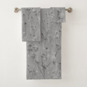 Modern Abstract Wildflowers Grijs Bad Handdoek (Insitu)