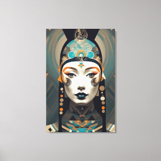 Modern Abstract Woman’s Portrait - Geometric Art Canvas Afdruk