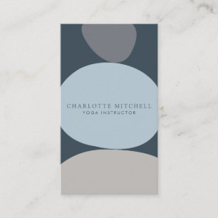 Modern Abstract Zen Stones Blue Logo Yoga, Massage Visitekaartje