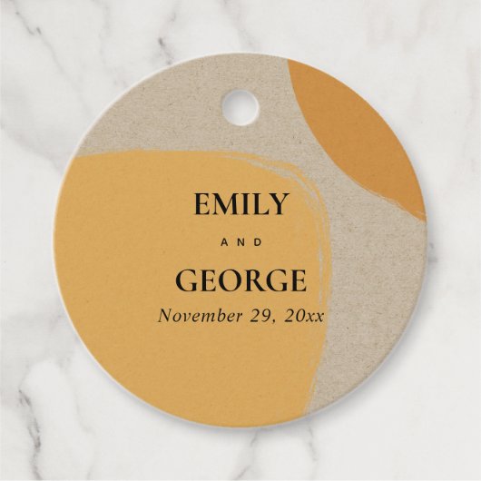 MODERN ABSTRACT ZFT KRAFT ORANJE RUST WEDING BEDANKJES LABELS (Voorkant)