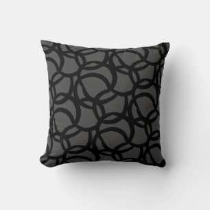 Modern Abstract zwart en donkergrijs lijnpatroon Kussen