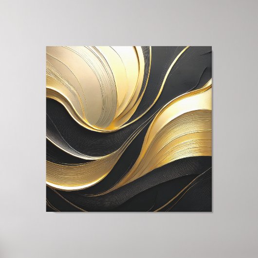Modern Abstract zwart en goud Canvas Afdruk (Voorkant)