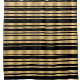 Modern Abstract Zwart en Goud Gestreept Douchegordijn (Voorkant)